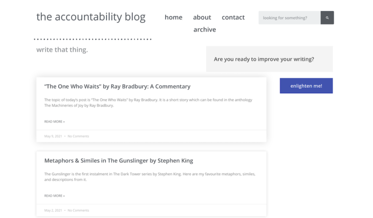 Progress: The Blog That I Actually Want To Read - the accountability blog